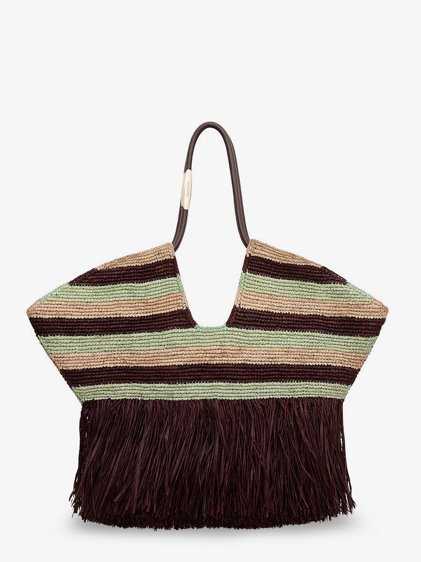 Golden Time rafia shoulder bag with fringe