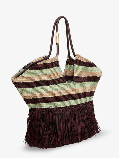 Golden Time rafia shoulder bag with fringe thumbnail