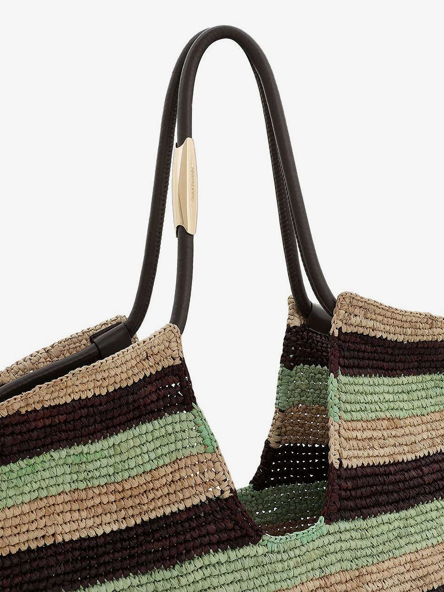Golden Time rafia shoulder bag with fringe