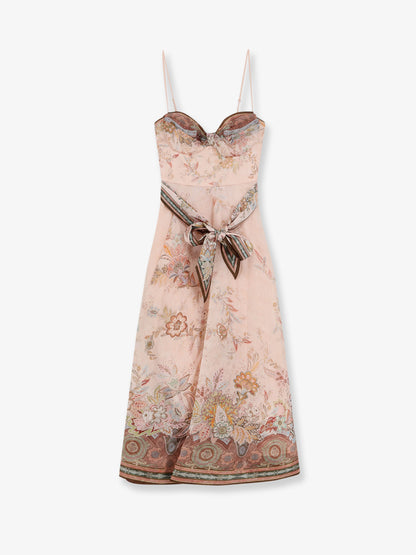 Alchemy silk and linen blend midi dress with all-over floral print thumbnail