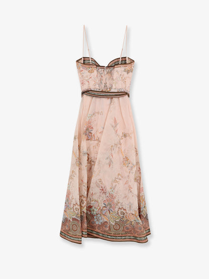 Alchemy silk and linen blend midi dress with all-over floral print thumbnail