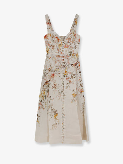 Luna linen midi dress with all-over floral print thumbnail