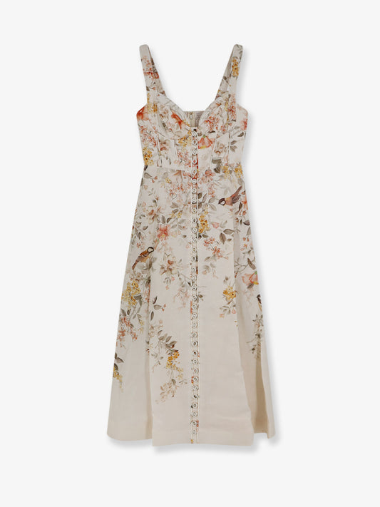 Luna linen midi dress with all-over floral print