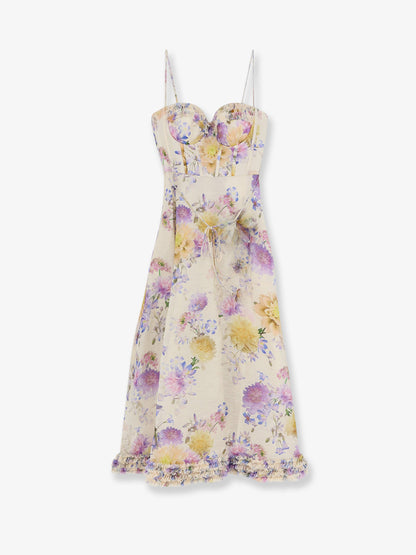 Luna silk and linen blend midi dress thumbnail