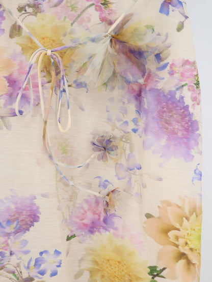 Luna silk and linen blend midi dress thumbnail