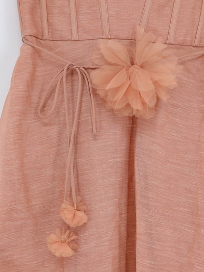 Luna silk and linen blend midi dress thumbnail