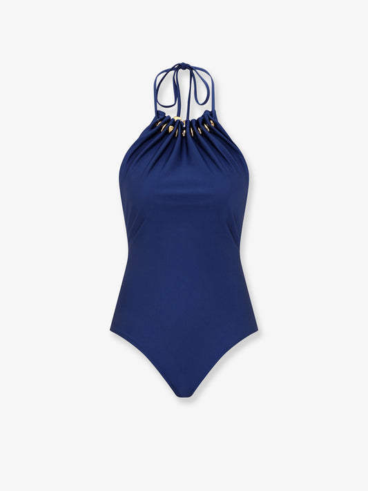 Aster one-piece swimsuit in shiny nylon with bead detail