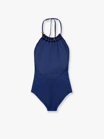 Costume intero Aster in nylon lucido con dettaglio perline thumbnail