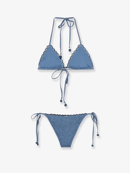 Bikini Aster in denim con ricami all-over thumbnail