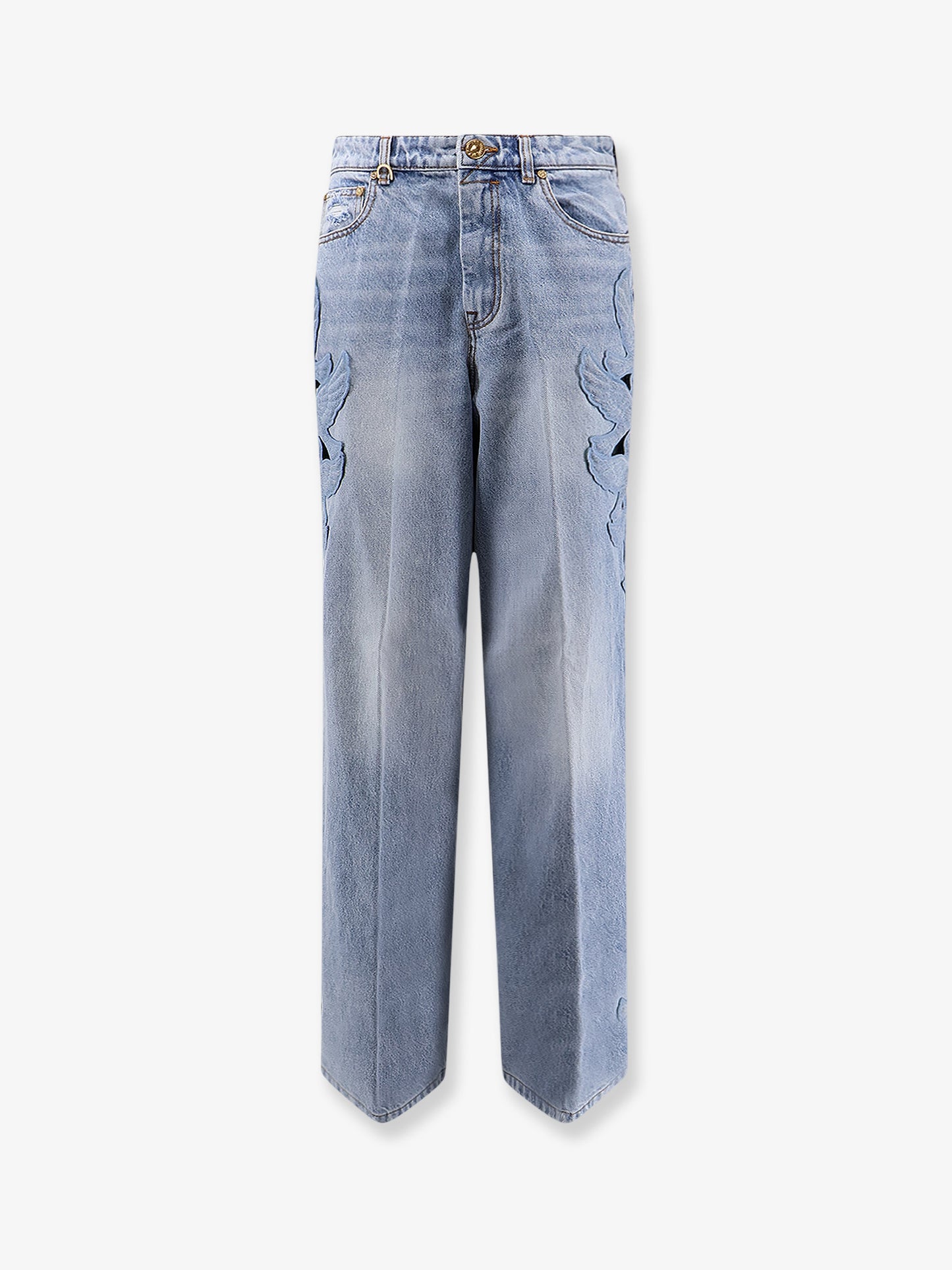 Alchemy Applique Relaxed Flare blue denim jeans