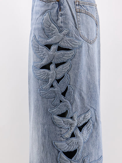Alchemy Applique Relaxed Flare blue denim jeans thumbnail