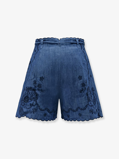 Aster embroidered denim shorts thumbnail