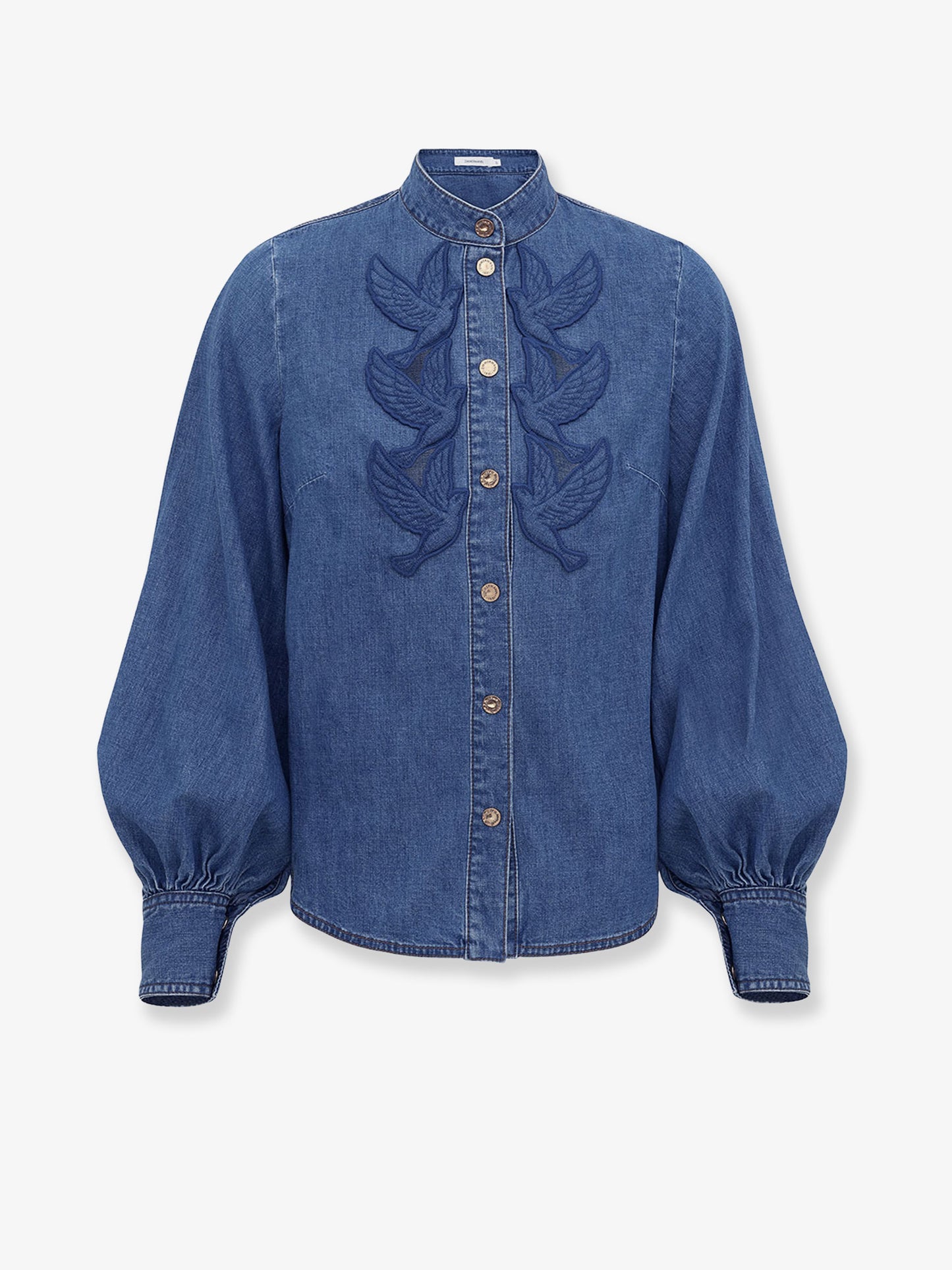 Camicia in denim con ricami cut-out