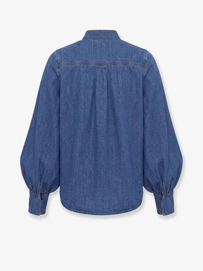 Camicia in denim con ricami cut-out thumbnail