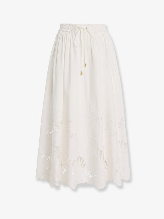 Mahon cotton skirt with embroidered detail on the bottom