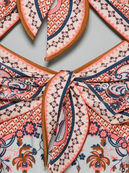 Aster one-piece shiny nylon swimsuit with paisley print thumbnail