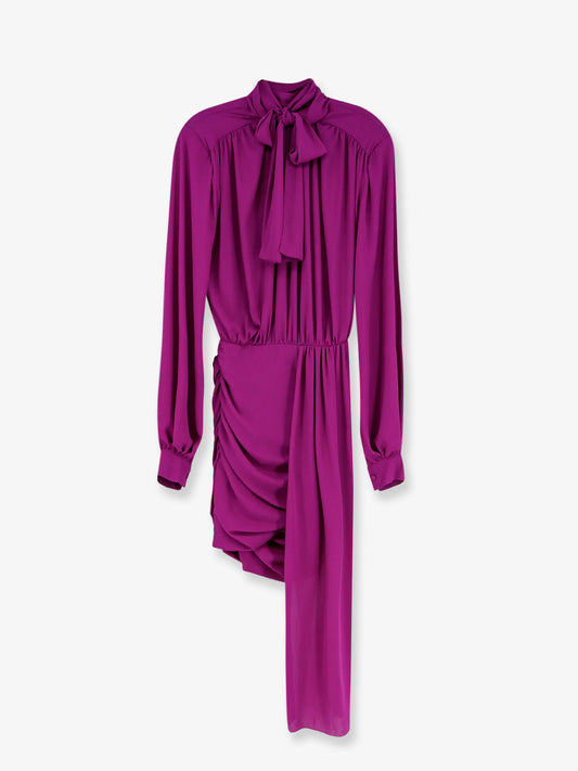 Satin dress with padded shoulders