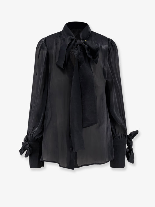 Satin shirt with padded shoulders