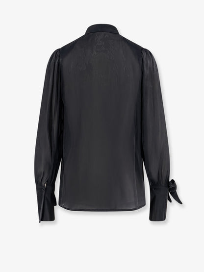 Satin shirt with padded shoulders thumbnail