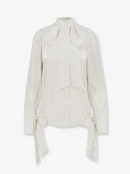 Satin shirt with padded shoulders