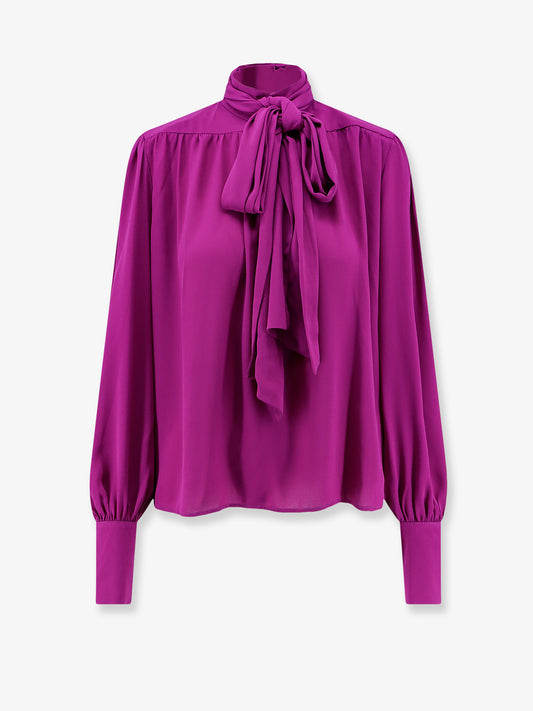 Satin shirt with padded shoulders