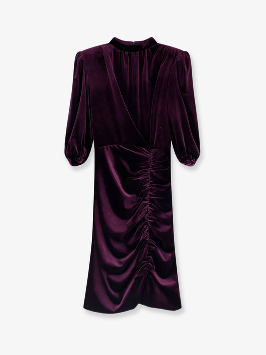Velvet dress with drapery