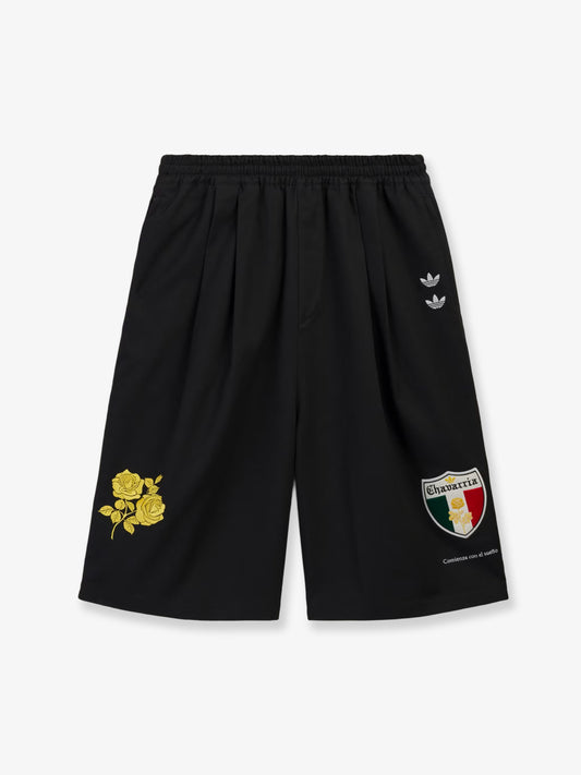 Oversized cotton Bermuda shorts with logo embroidery