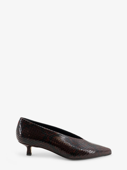 Clara leather décollete with python motif