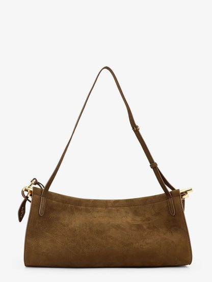 East West leather shoulder bag with engraved logo lettering thumbnail