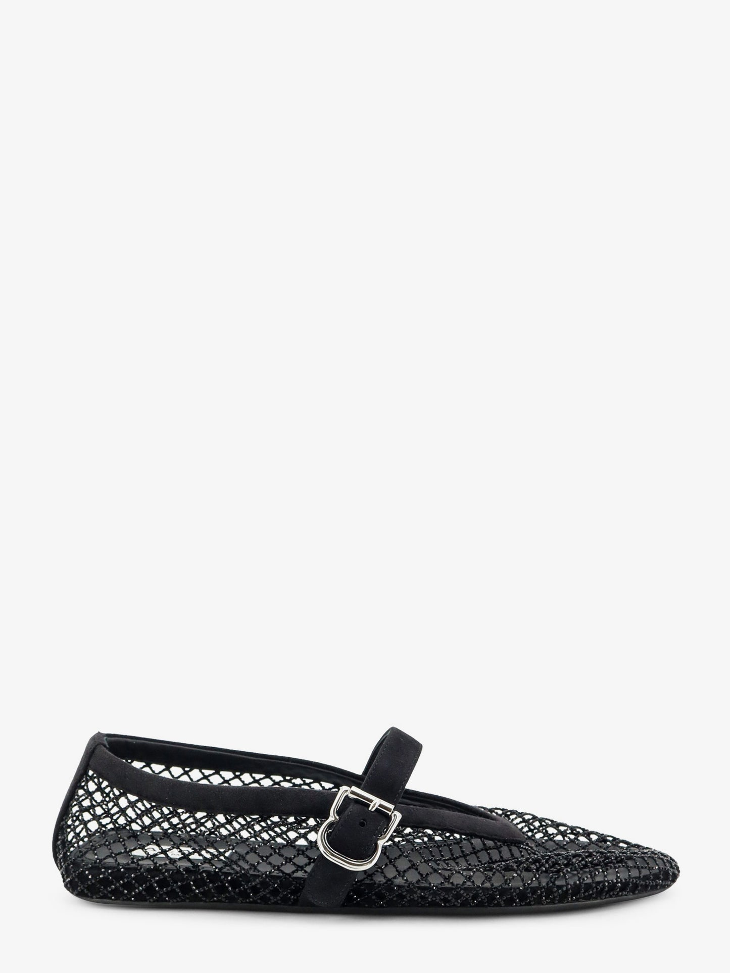 Flat mesh ballet flats with rhinestone detail