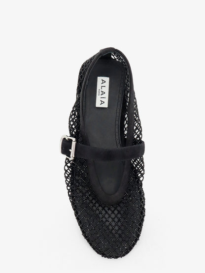 Flat mesh ballet flats with rhinestone detail thumbnail