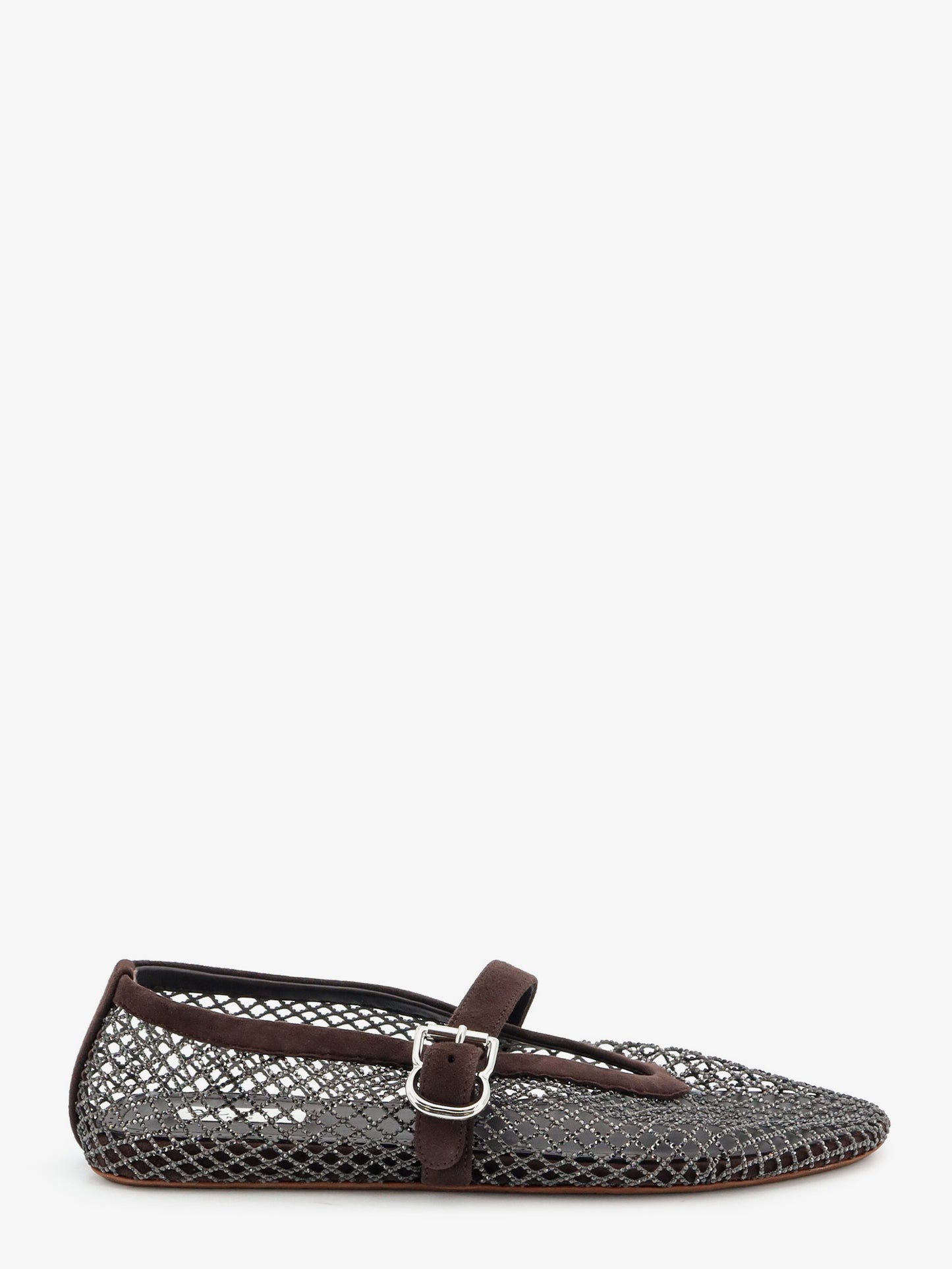 Flat mesh ballet flats with rhinestone detail