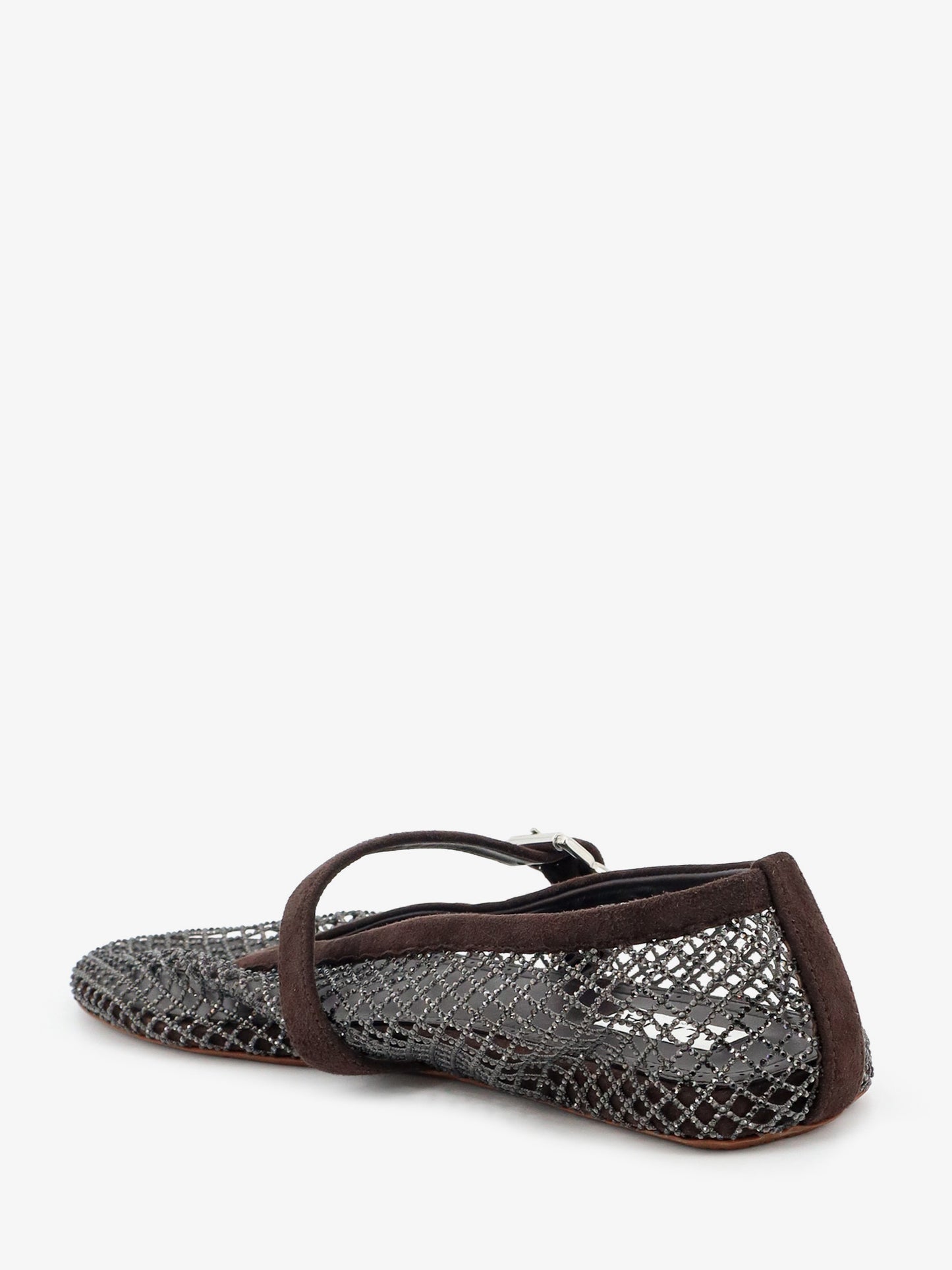Flat mesh ballet flats with rhinestone detail