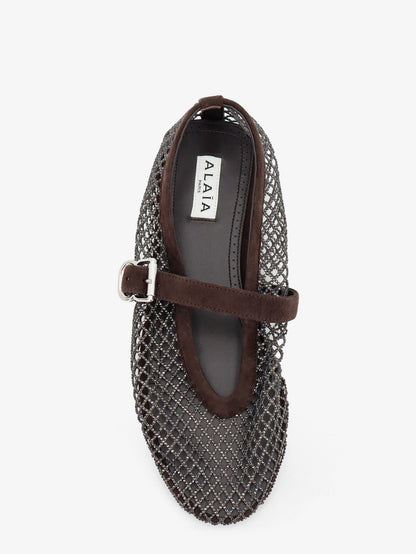 Flat mesh ballet flats with rhinestone detail thumbnail