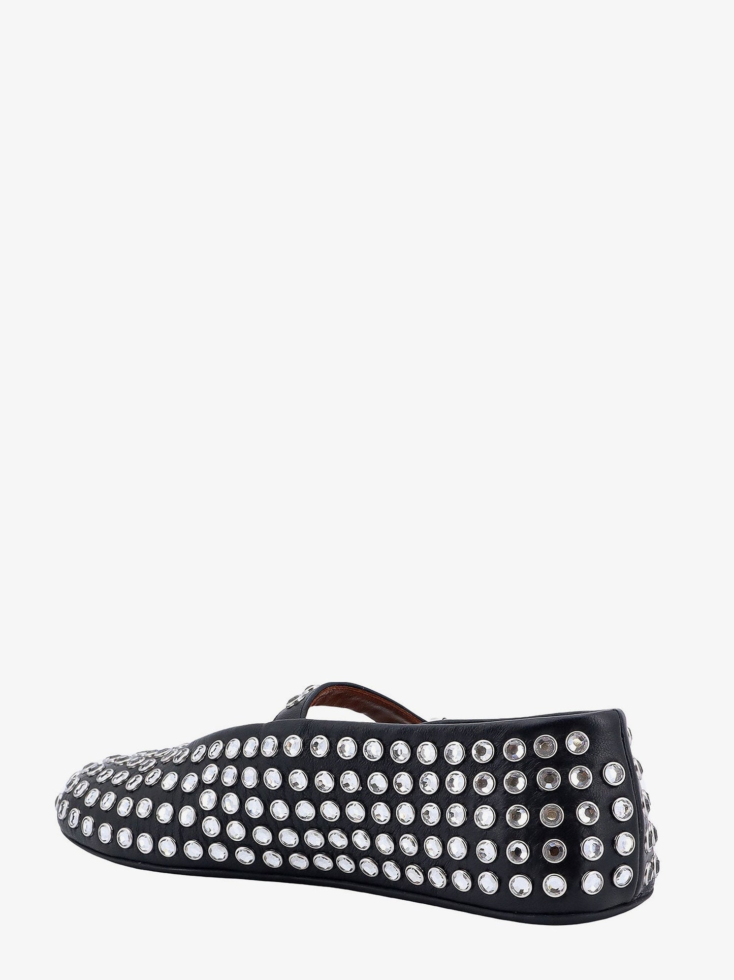 Leather ballet flats with rhinestones