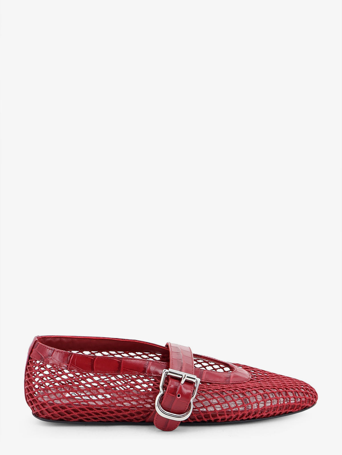 Flat leather ballerinas with crocodile effect