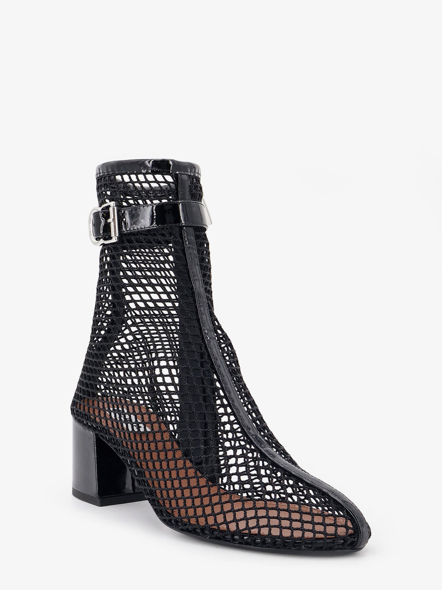 55 mesh and patent leather boots