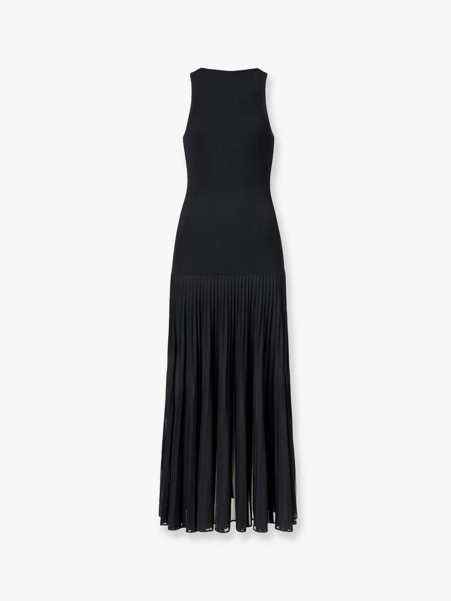 Vestito lungo plissettato in misto viscosa