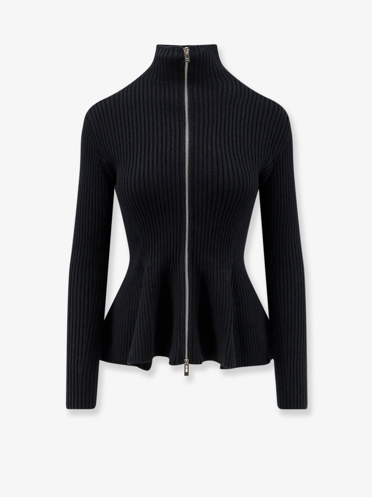 Wool blend sweater with ribbed pattern