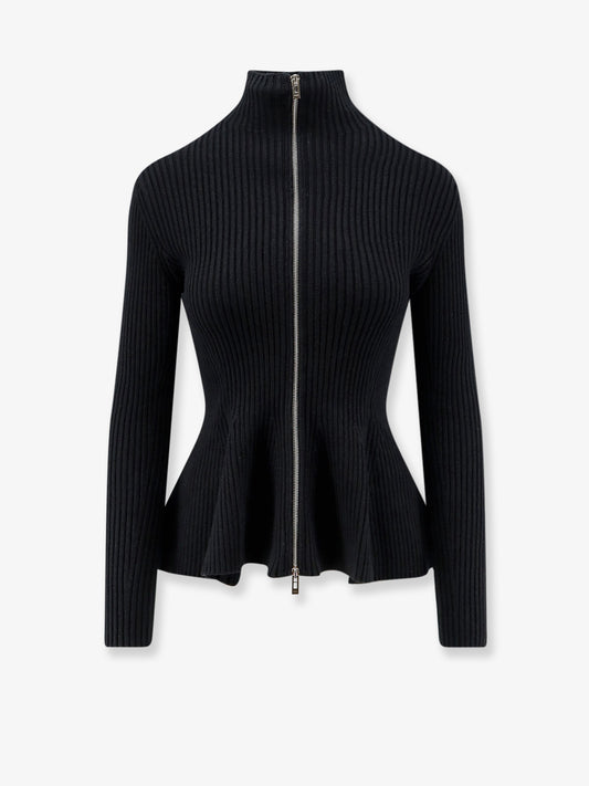 Wool blend sweater with ribbed pattern