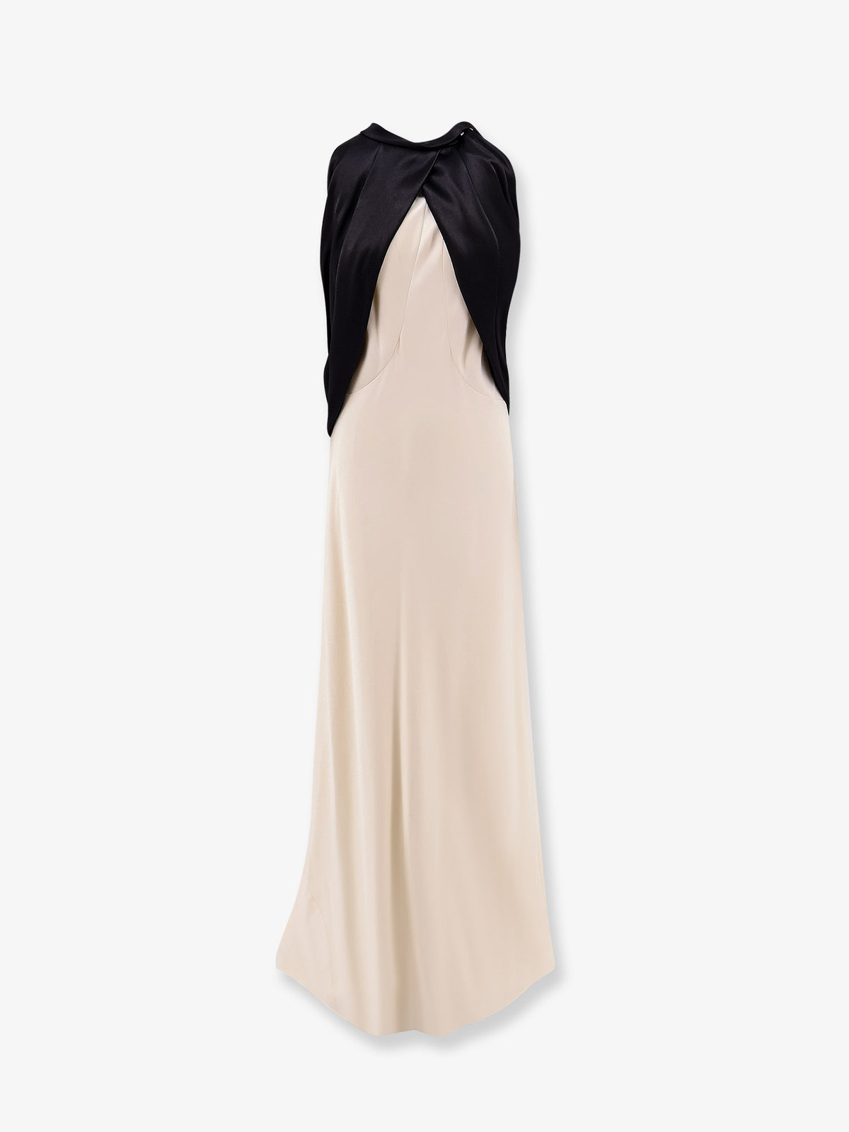Long viscose dress with removable cape