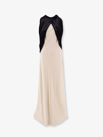 Long viscose dress with removable cape thumbnail