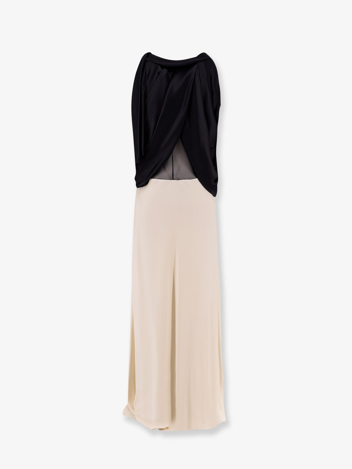 Long viscose dress with removable cape