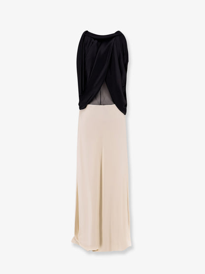 Long viscose dress with removable cape thumbnail