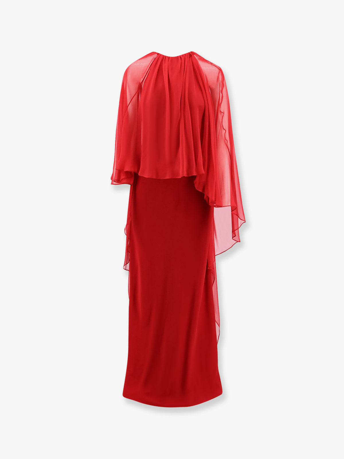 Viscose long dress with voile cape