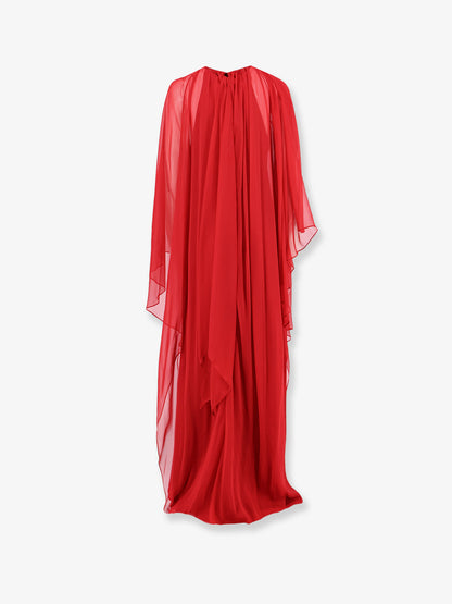Viscose long dress with voile cape thumbnail