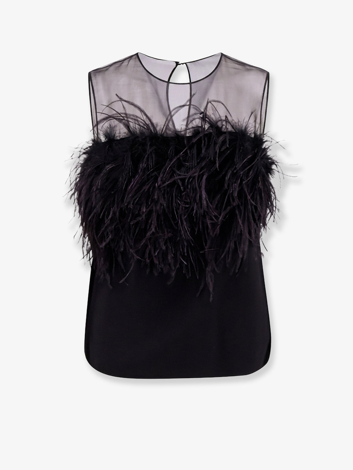 Viscose top with front feather detail