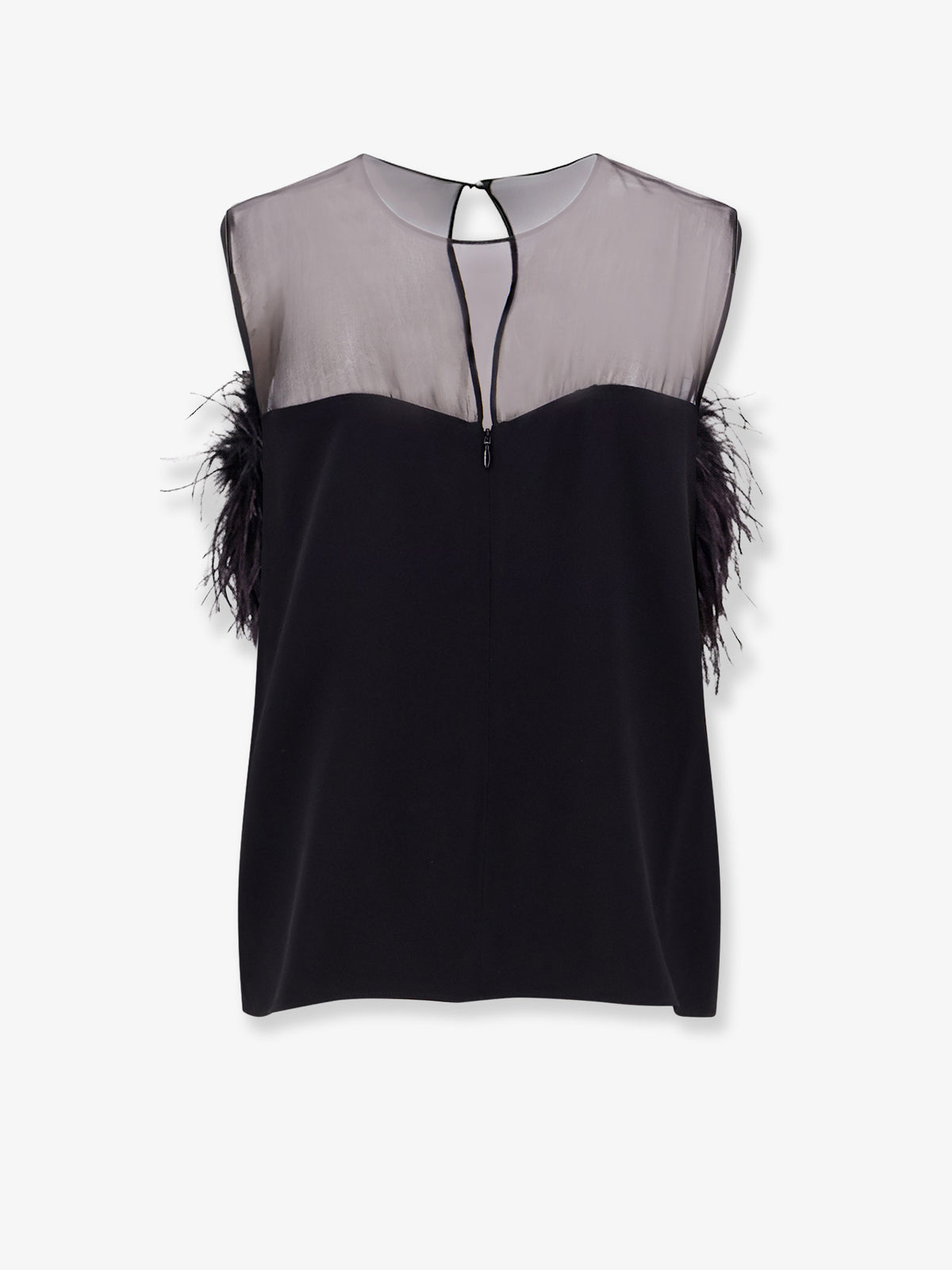 Viscose top with front feather detail