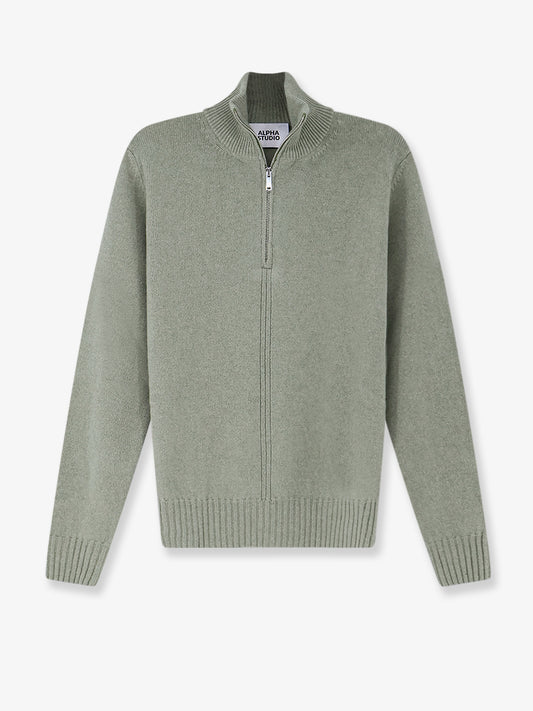Wool and cashmere half-zip cardigan