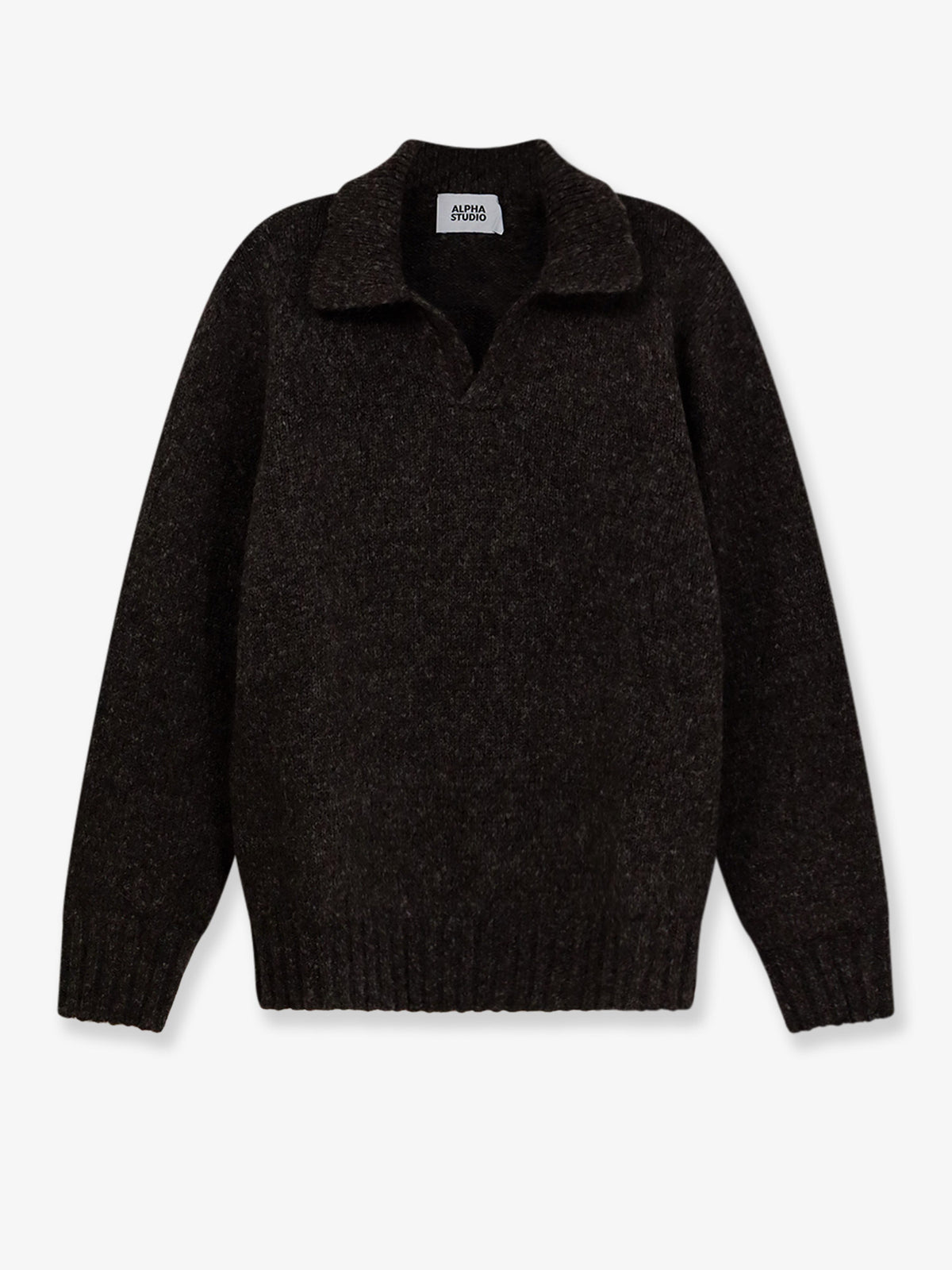 Maglia con colletto a costine in misto lana